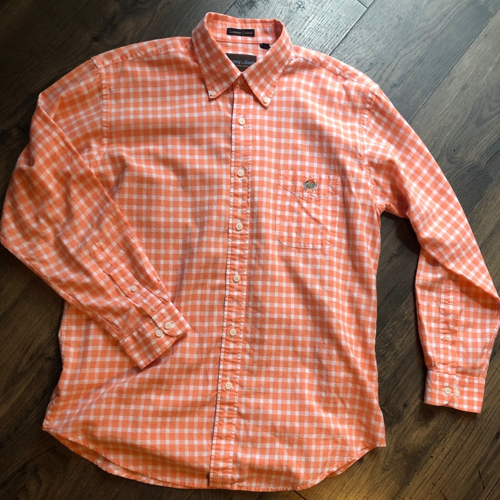Jimmy & Sook Crab Logo check button down shirt szL